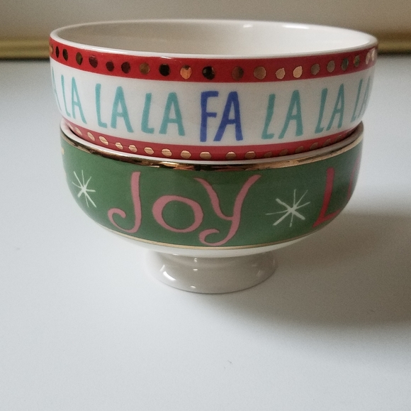 Anthropologie Danielle Kroll Holiday Christmas Treats Bowl- PAIR - Picture 2 of 12